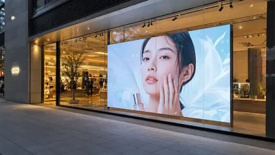 Display LED COB Beta P1.86 nella vetrina di un negozio al dettaglio