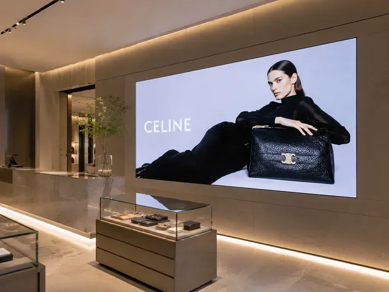 Block series cable-free
                indoor LED display on retail brand wall — DOIT VISION