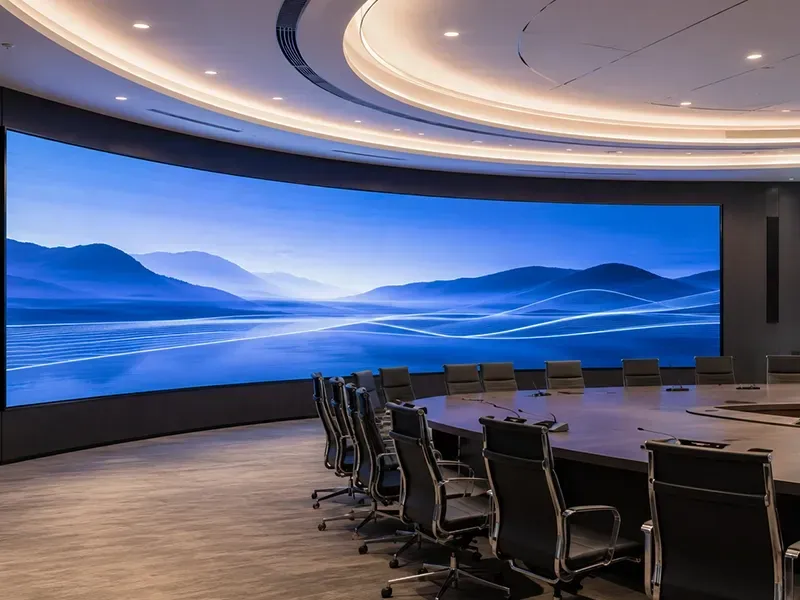Brick series GOB curved LED display installation in hotel lobby