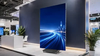 Scena di sfondo per la mostra di poster LED a tre ante
