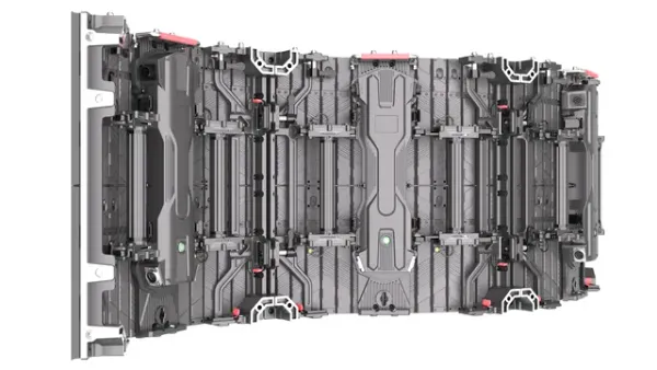 Rear-view rendering of curved LED cabinets