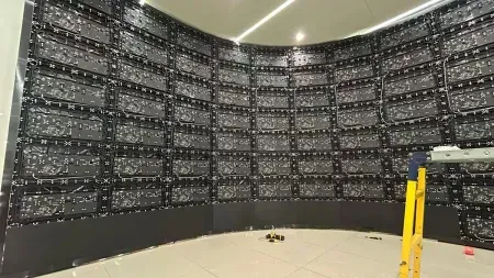 Curved cabinet assembly before LED modules are fitted
